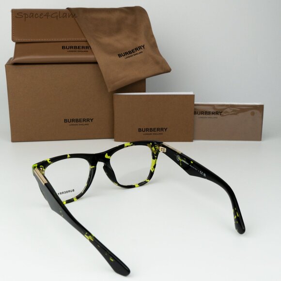 BRAND NEW Burberry BE2409 4124 Green Havana Demo Square Unisex Eyeglasses - Picture 7 of 8